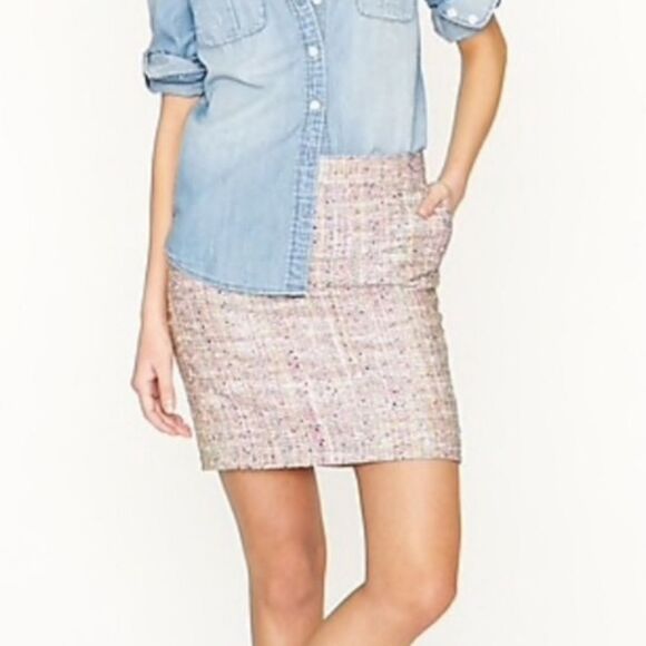 🔸️J. Crew Multicolored Confetti Tweed Skirt Size 4 - Picture 1 of 11